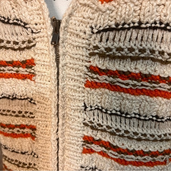 Jones New York Hand Knit Sweater Vest Front Zip Striped Linen Blend L - Picture 4 of 8